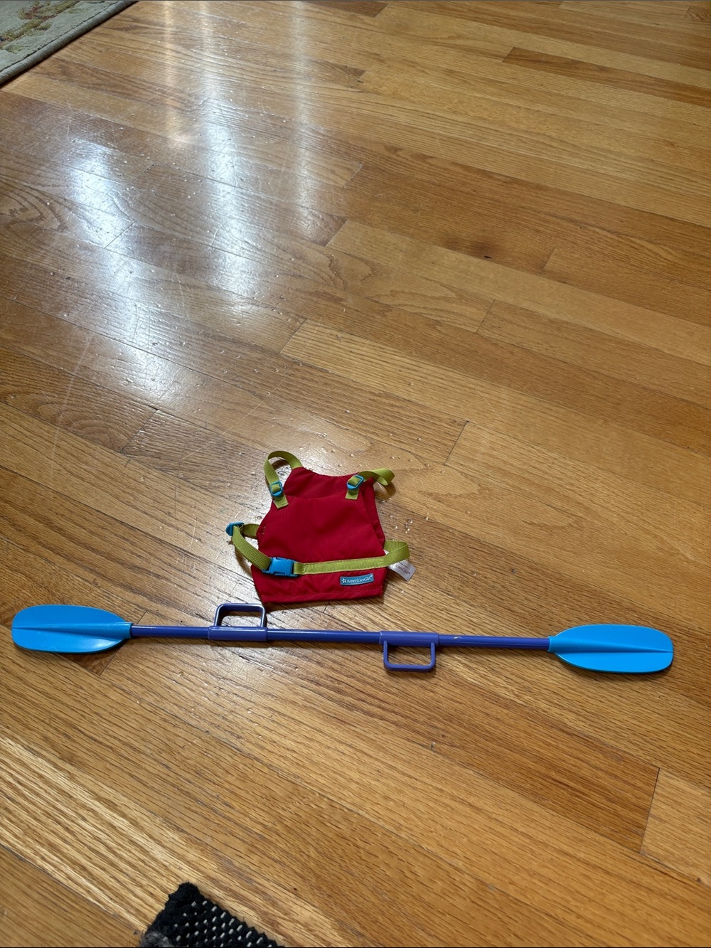 American Girl Red Life Vest with Blue Paddle